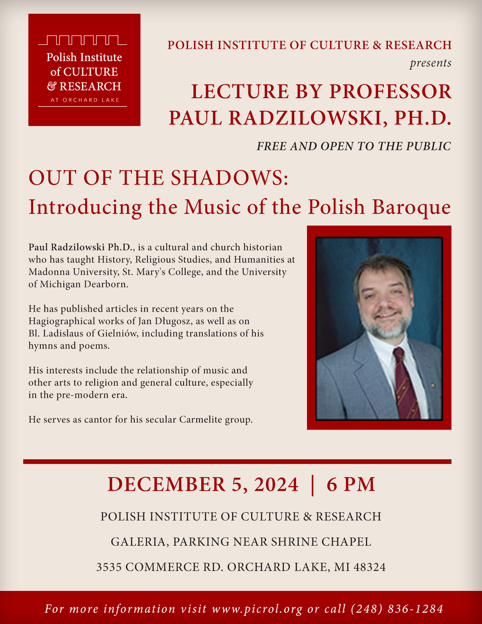 Polish Institute of Culture & Research Presents “Out of the Shadows: Introducing the Music of the Polish Baroque”  